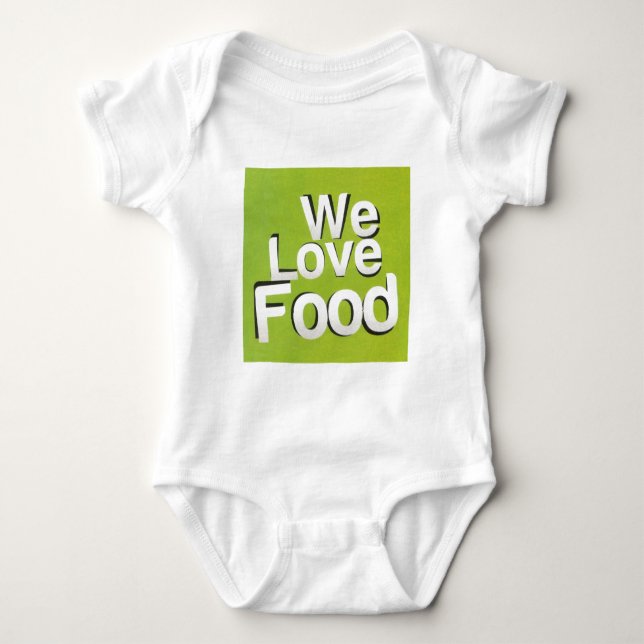 Achempong Zazzle: "We Love Food" Bold Graphic Kitc Baby Bodysuit (Front)