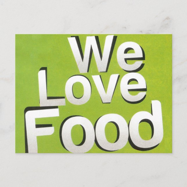 Achempong Zazzle: "We Love Food" Bold Graphic Kitc Postcard (Front)