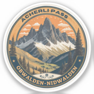 Acherli Pass: swiss mountain pass hiking trail Sticker