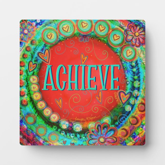 Achieve Fun Whimsical Motivational Inspirivity Plaque (Front)