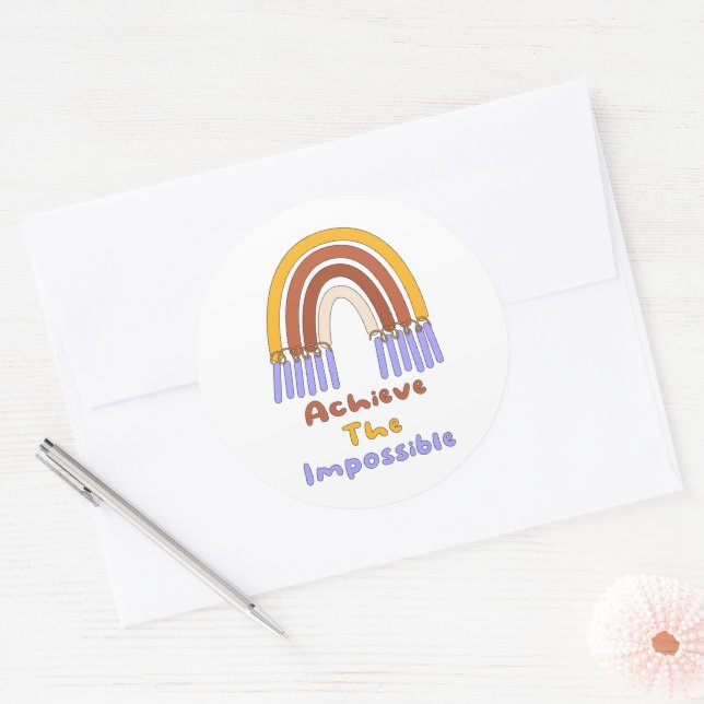 Achieve impossible motivational colorful rainbow classic round sticker (Envelope)