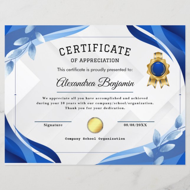 Achievement Appreciate Certificate (Front)