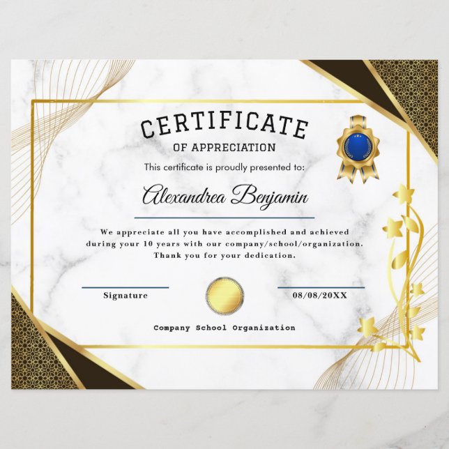 Achievement Appreciate Certificate (Front)