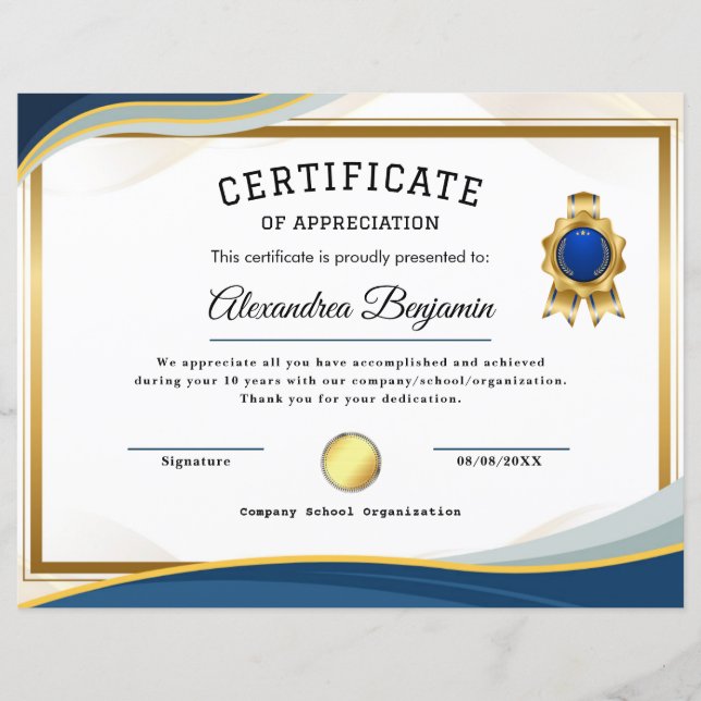 Achievement Appreciate Certificate (Front)