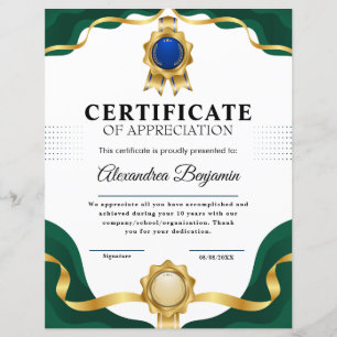 Achievement Appreciate Gold Blue Certificate