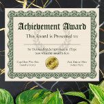 Achievement Award Certificate, Customizable