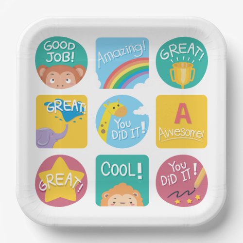 Achievement Labels Awesome Cool Great Paper Plates