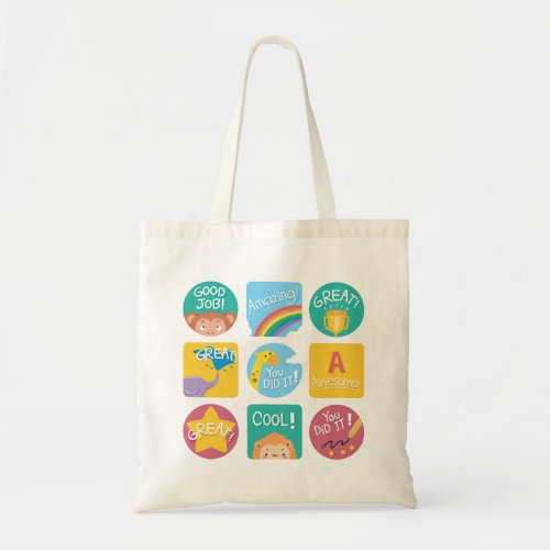 Achievement Labels Awesome Cool Great Tote Bag