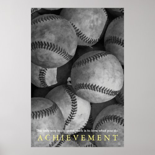 Achievement Motivational Baseball Poster