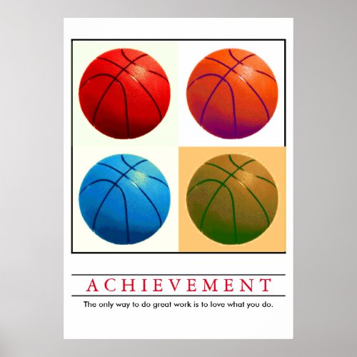 Achievement Motivational Basketball Pop Art Poster
