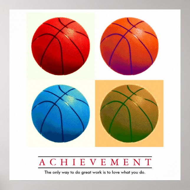 Achievement Motivational Basketball Pop Art Poster (Front)