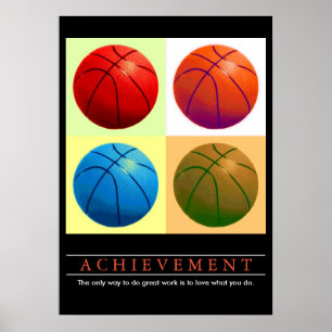 Achievement Motivational Basketball Pop Art Poster