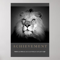 Achievement Motivational Black & White Lion