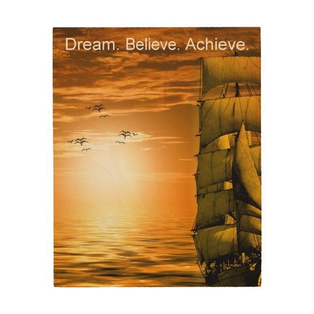 achievement motivational inspirational quote wood wall decor (Front)