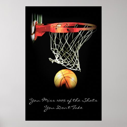 Achievement Motivational Quote Basketball Poster