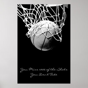 Achievement Motivational Quote Basketball Poster