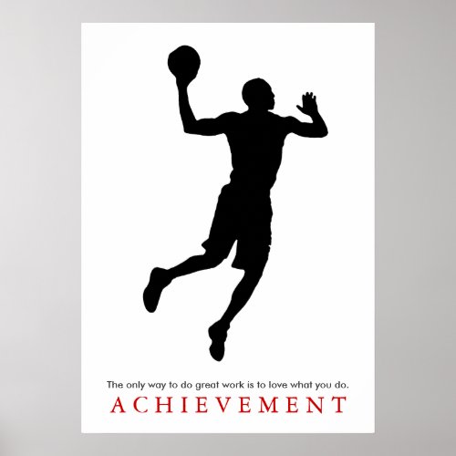Achievement Quote Motivational Basketball Player Poster