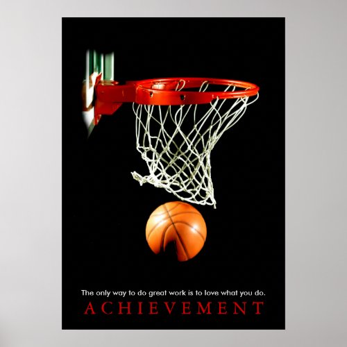 Achievement Quote Motivational Basketball Poster