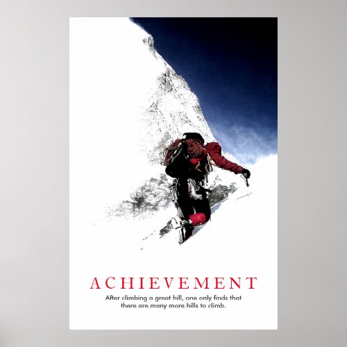 Achievement Quote Mountaineer at Top Poster
