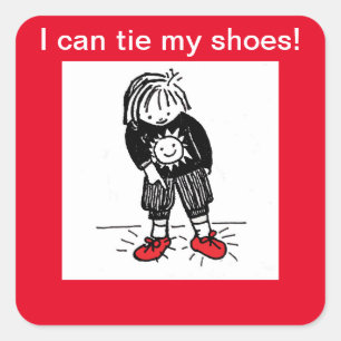 Achievement Sticker_ I can tie my shoes! Square Sticker