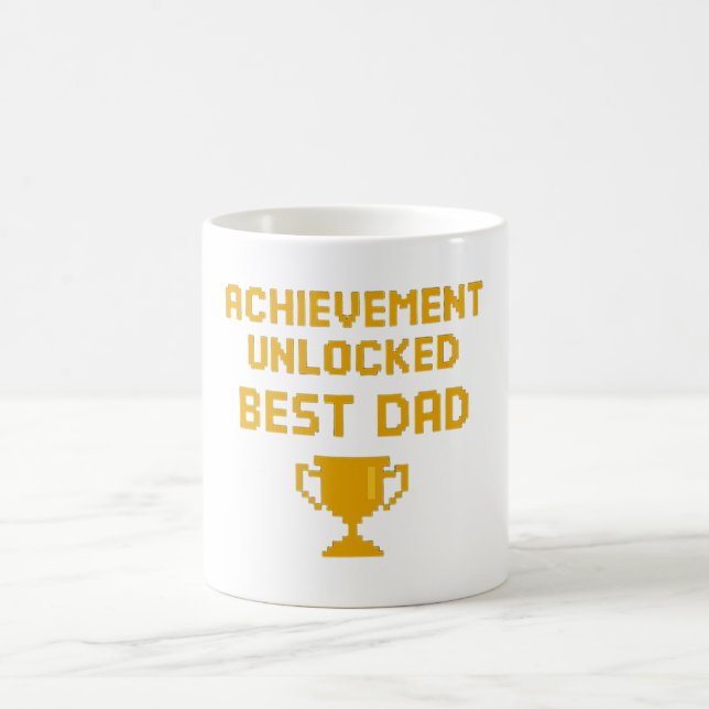Achievement Unlocked Best Dad Pixel Trophy Coffee Mug (Center)