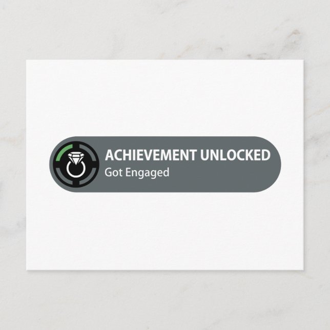 Achievement Unlocked - Got Engaged Announcement Postcard (Front)
