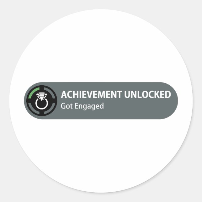 Achievement Unlocked - Got Engaged Classic Round Sticker (Front)