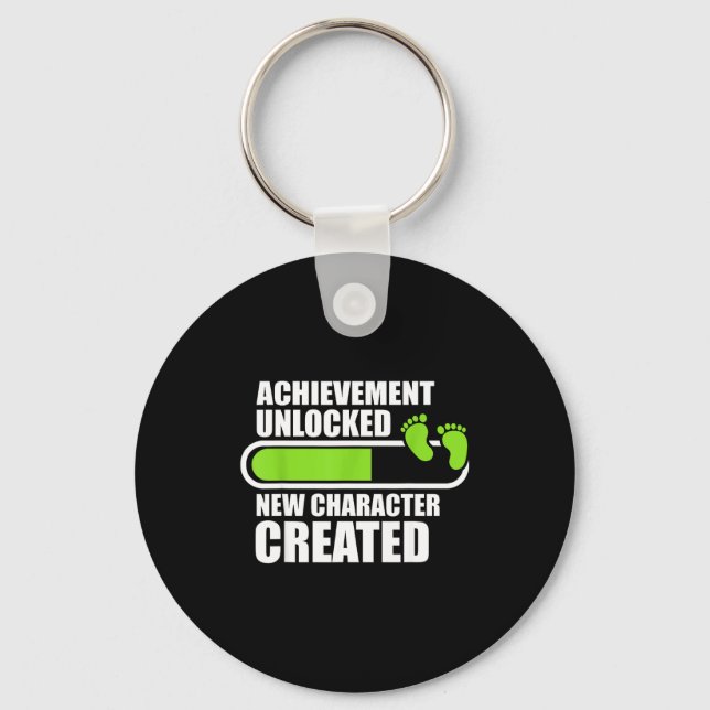 Achievement Unlocked New Character D Funny Pregnan Keychain (Front)