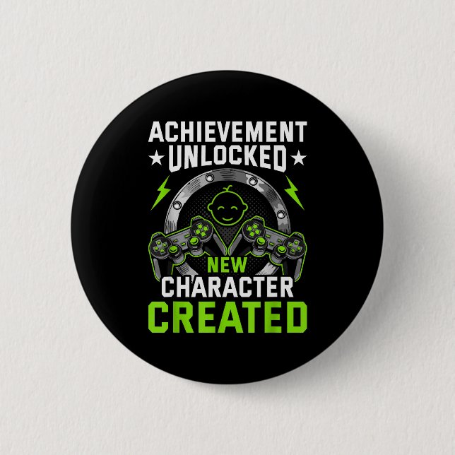 Achievement Unlocked New Character D Video Gamer  Button (Front)