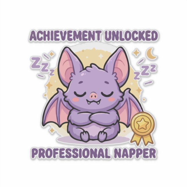 Achievement Unlocked Professional Napper Bat Sticker (Front)