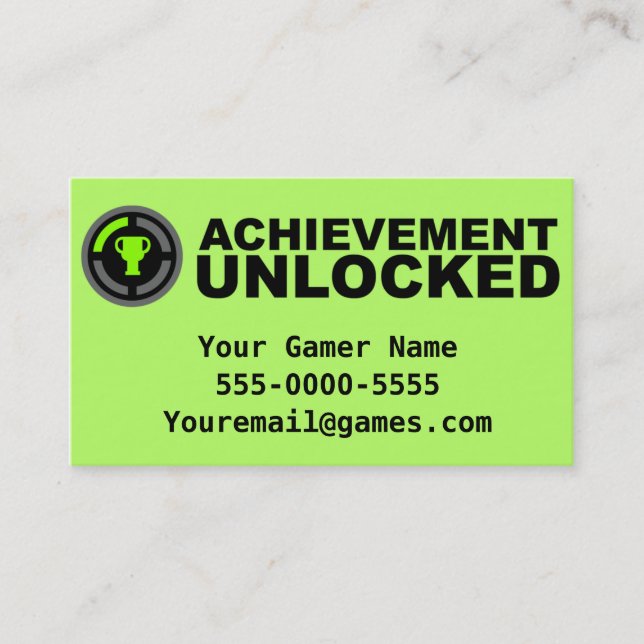 Achievement Unlocked Video Game Business Cards (Front)