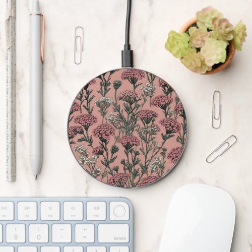 Achillea Desert Eve Deep Rose pattern Wireless Charger