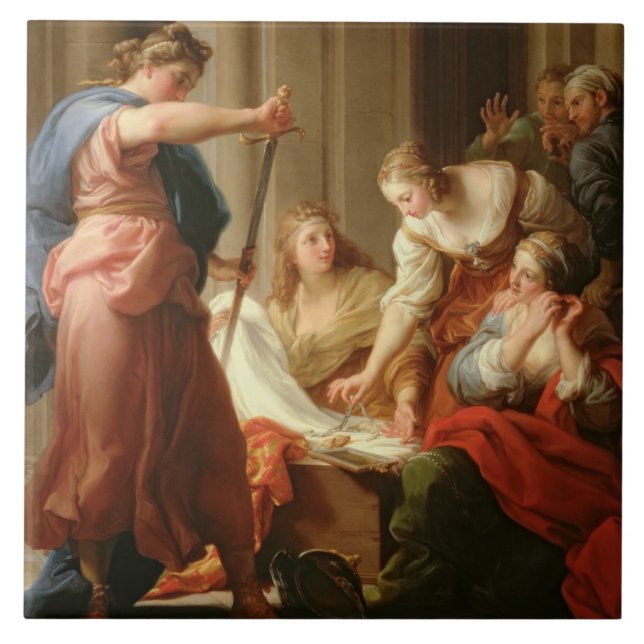 Achilles at the Court of King Lycomedes with his D Ceramic Tile (Front)