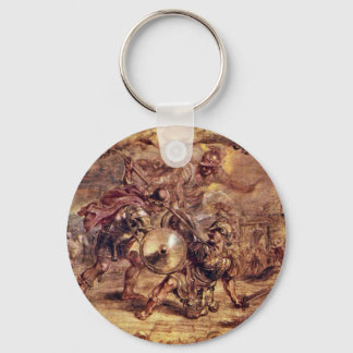 Achilles Defeated Hector.,  By Peter Paul Rubens Keychain
