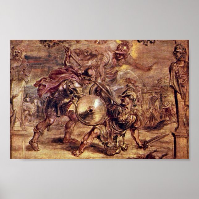 Achilles Defeated Hector.,  By Peter Paul Rubens Poster (Front)