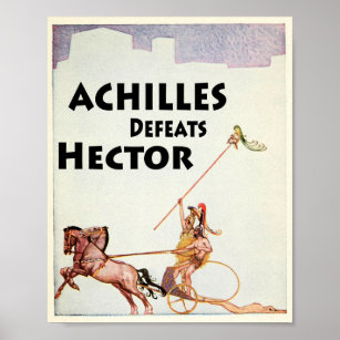 Achilles Kills Hector in The Illiad Illustration Poster