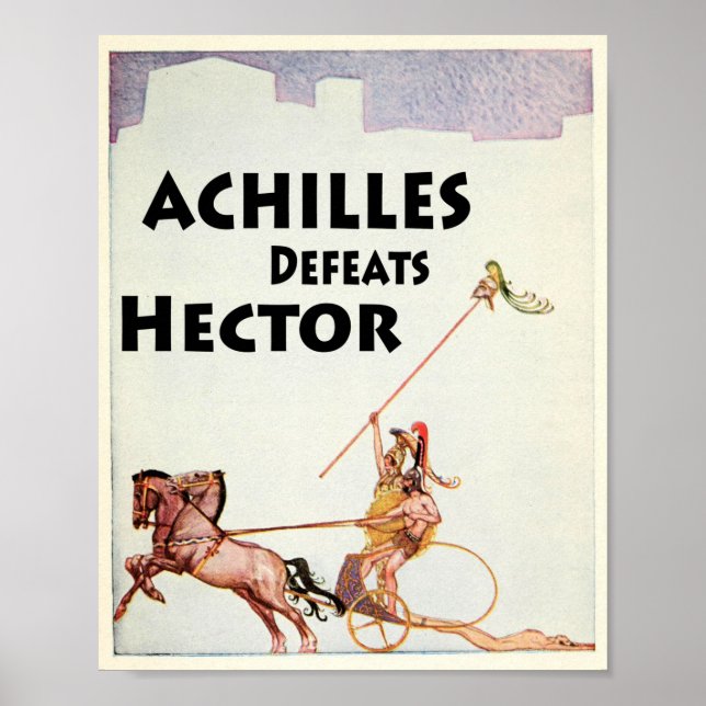 Achilles Kills Hector in The Illiad Illustration Poster (Front)