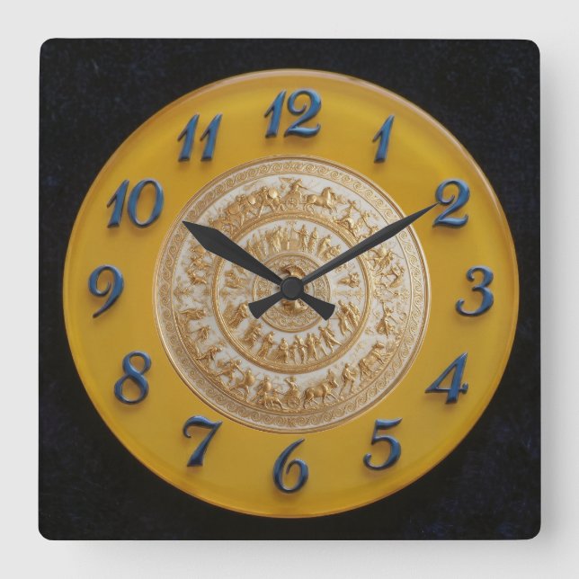 Achilles Shield Lemon Dial  Square Wall Clock (Front)