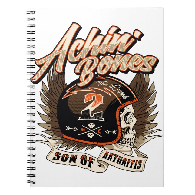 Achin Bones | Biker motorcycle retro Notebook (Front)