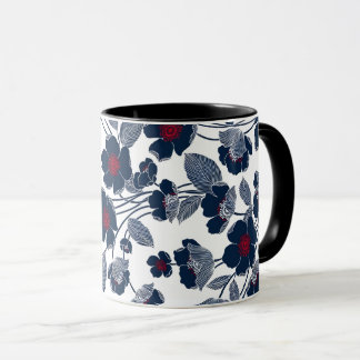 Achromatic flower pattern mug cup