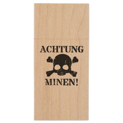 Achtung Minen! (Attention Mines!) WWII Sign Wood Flash Drive