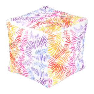 Acid Brush Stroke Pattern Pouf – Modern Colorful
