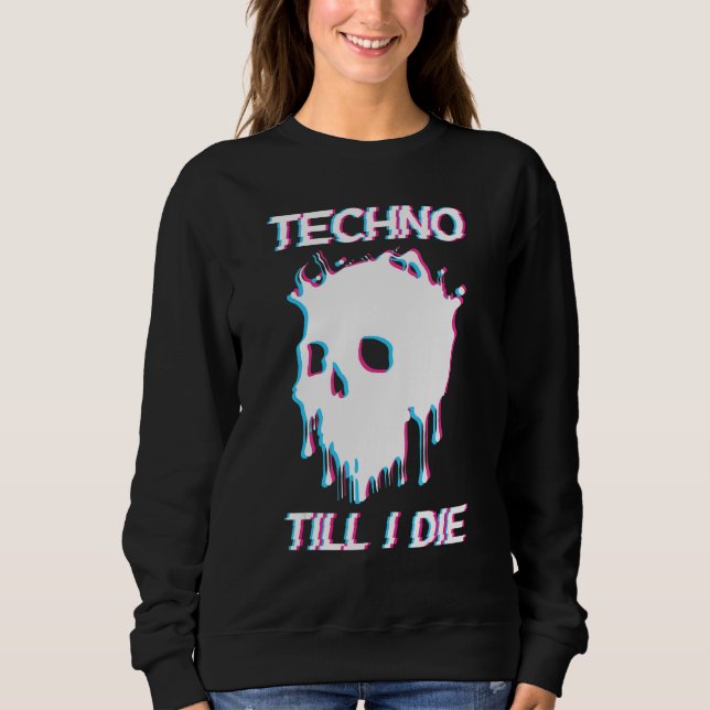 Acid Face Tekno Rave Music Hard Techno Raver Dark  Sweatshirt (Front)