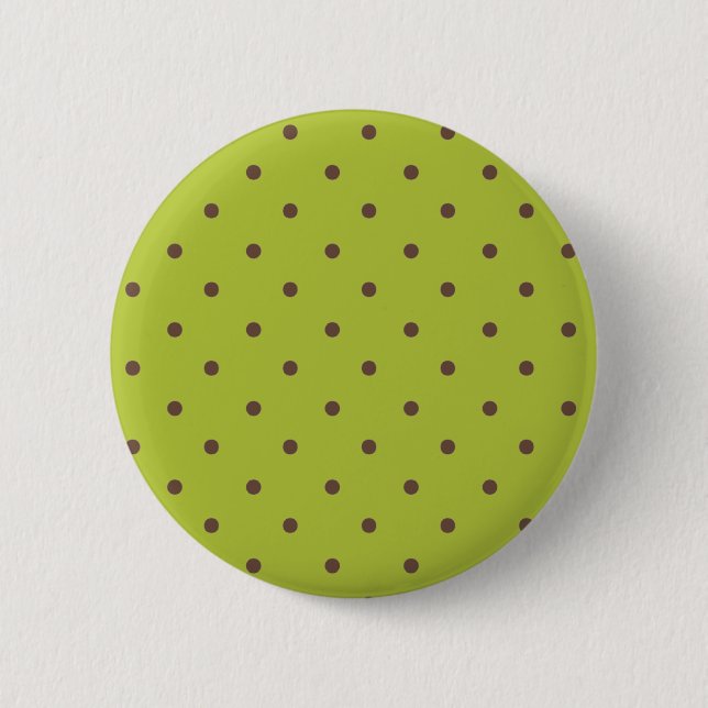 Acid Green And Brown Polka Dots Pattern Pinback Button (Front)