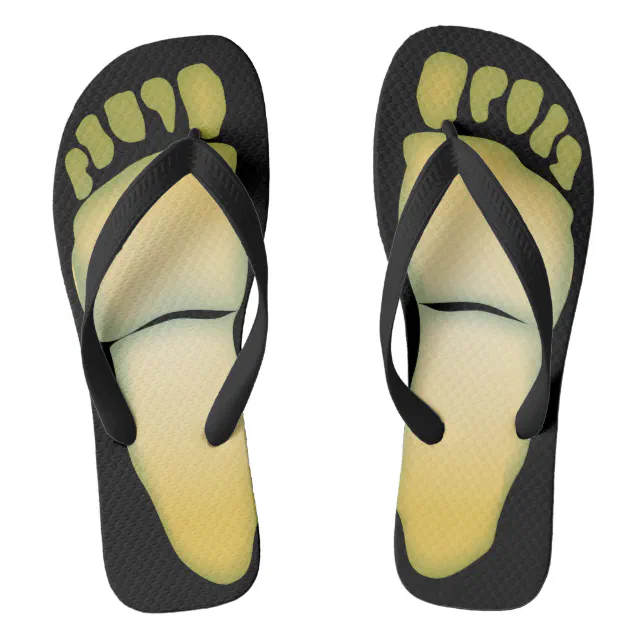 Acid Green Big-Foot Footprints - Flip Flops | Zazzle