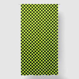 Acid green black checkerboard pattern blackout curtains