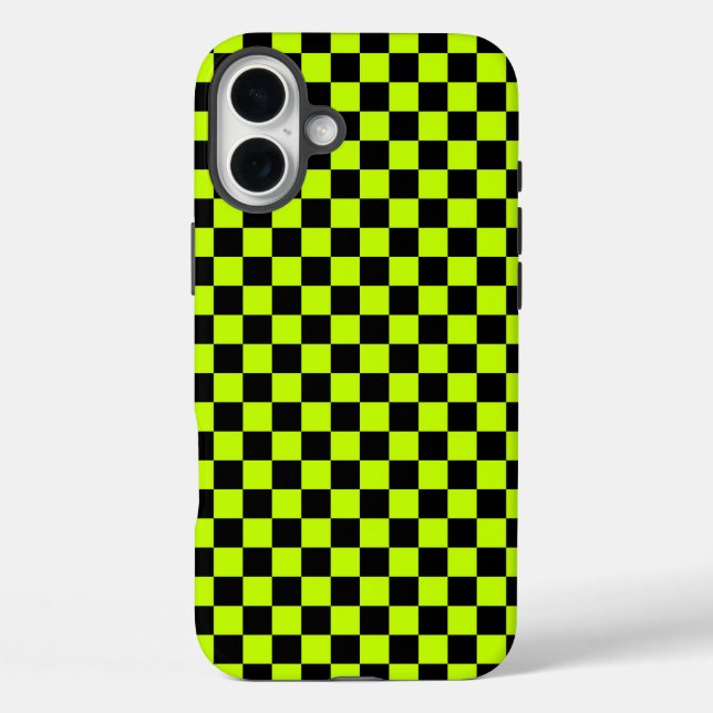 Acid green black checkerboard pattern Case-Mate iPhone case (Back)