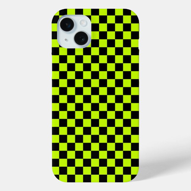 Acid green black checkerboard pattern Case-Mate iPhone case (Back)