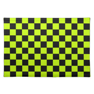 Acid green black checkerboard pattern cloth placemat