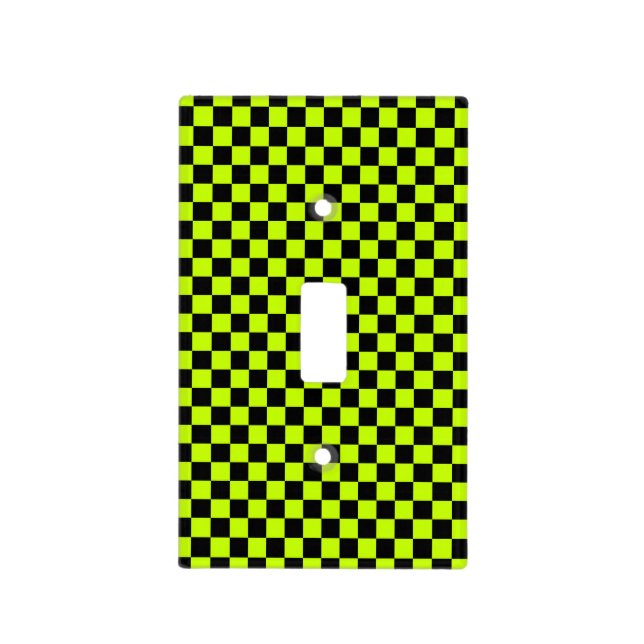 Acid green black checkerboard pattern light switch cover (Front)